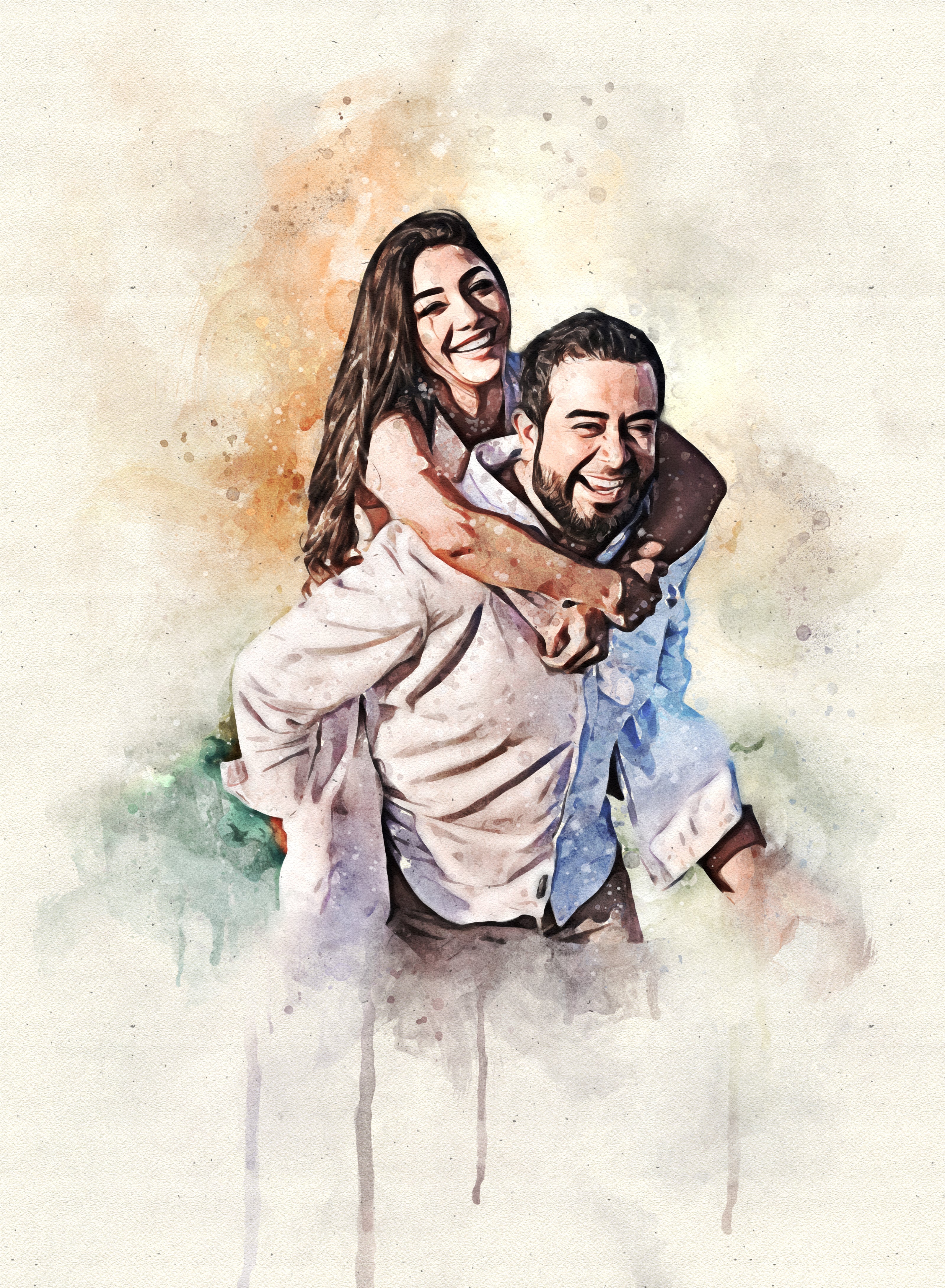 Custom Couple Watercolor Portrait Digital Art