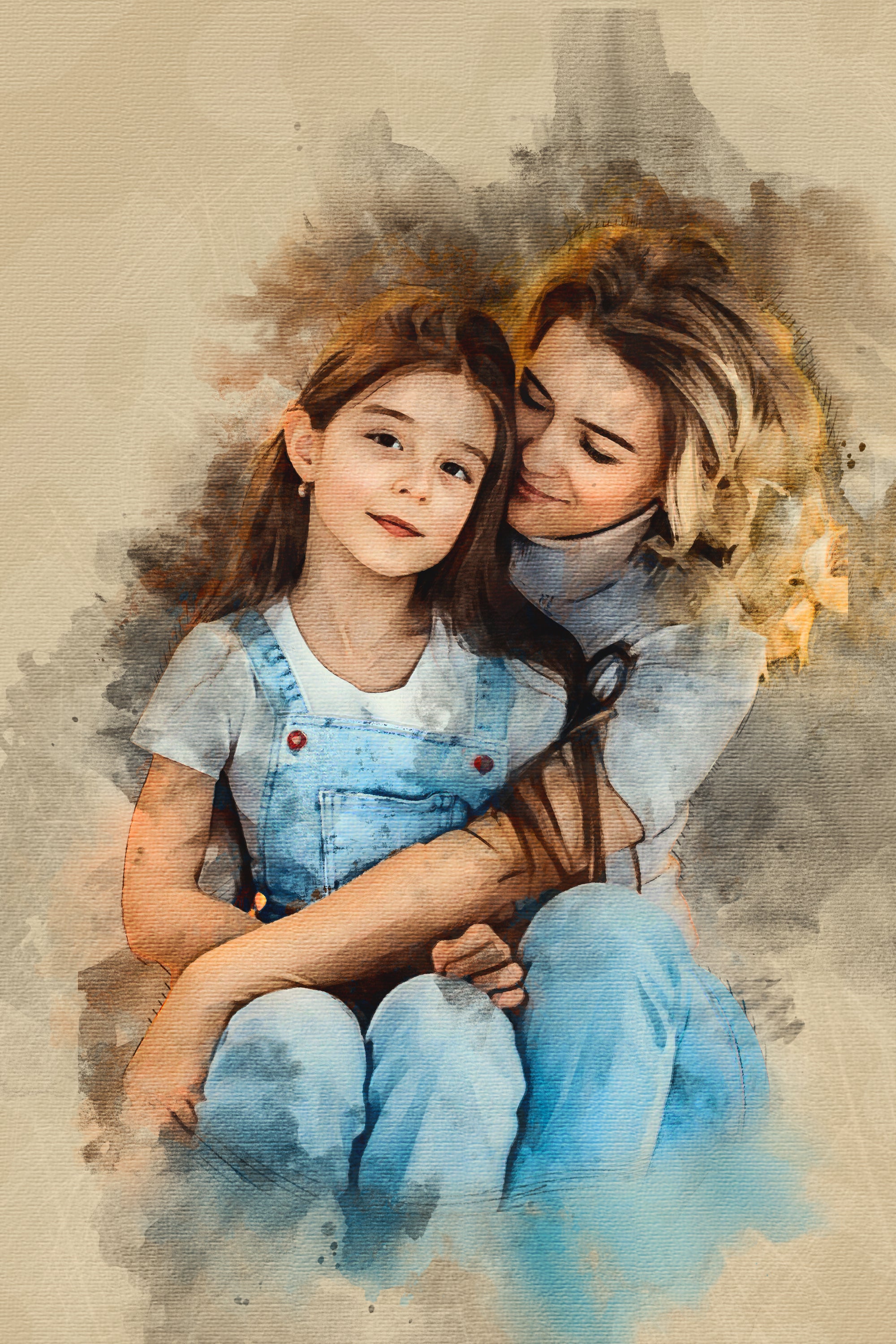 Custom Kids Premium Canvas Watercolor – Hand-Refined Digital Childhood Art