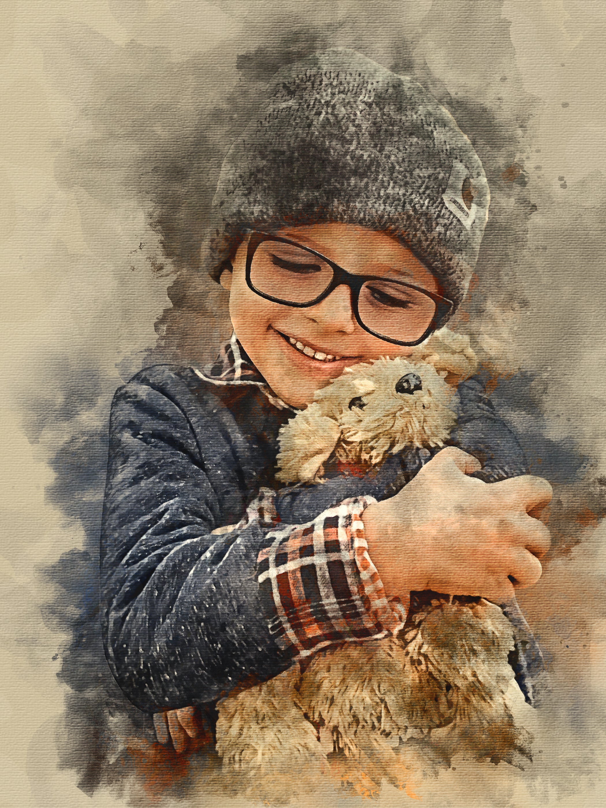 Custom Kids Premium Canvas Watercolor – Hand-Refined Digital Childhood Art