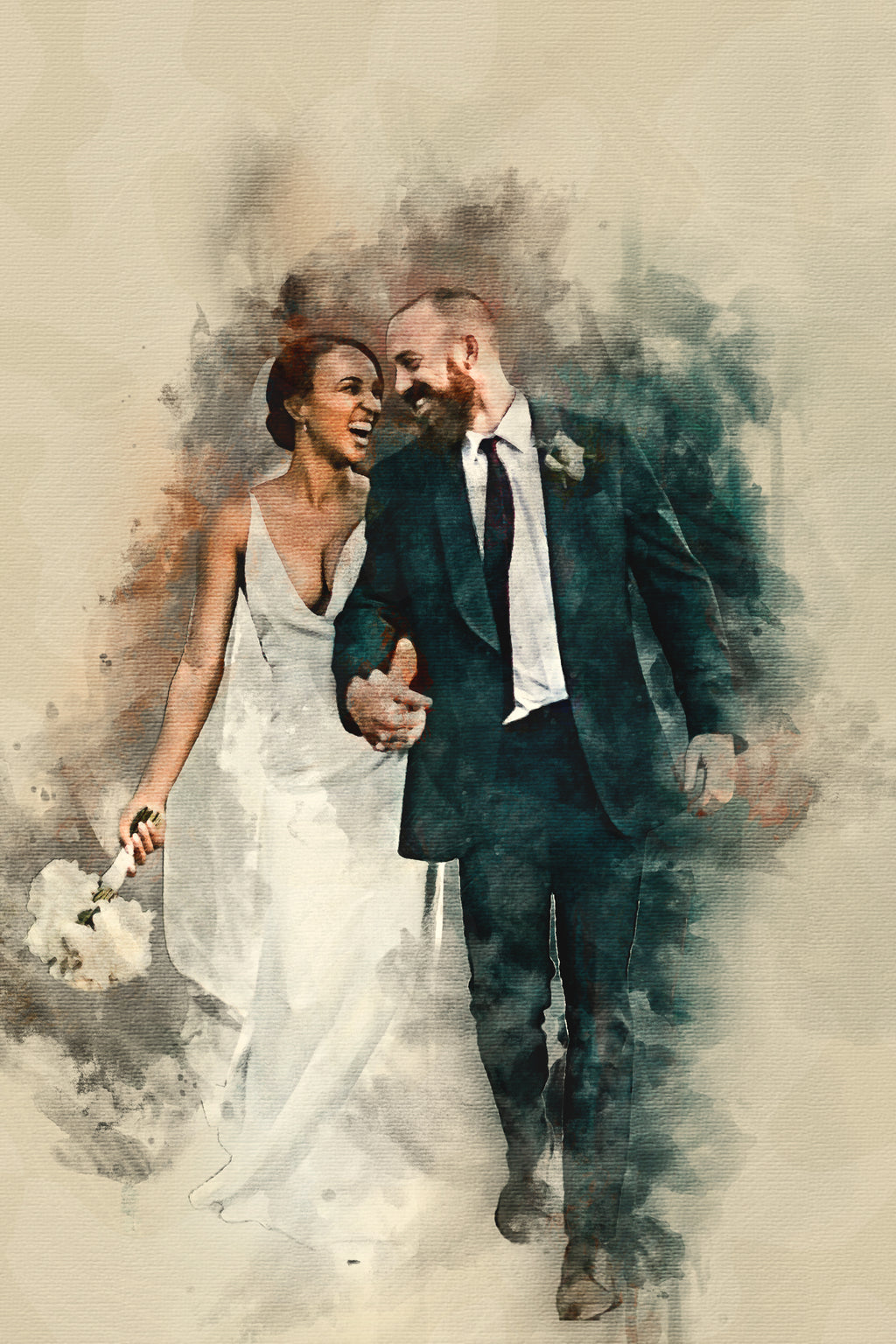 Custom Wedding Premium Canvas Watercolor - Bespoke Hand-Edited Digital Gift